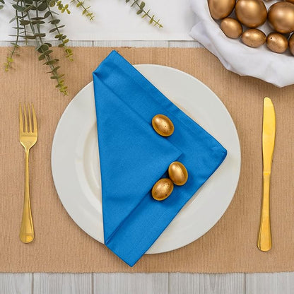 Blue Needles Solid Cloth Napkins Set of 12 Royal Blue 100% Cotton Dinner Napkins 18x18 inches - Soft, Reusable, Absorbent & Washable Linen, Ideal for Wedding Events, Parties & Everyday Use