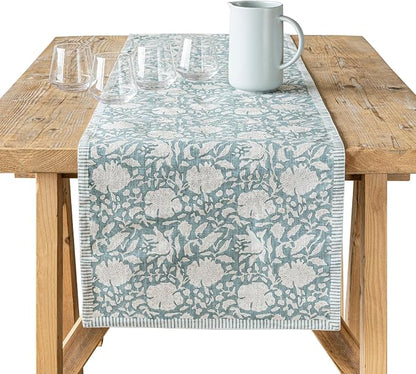 Over&Back 18x108 Hand-Blocked Printed Cotton Table Runner by overback