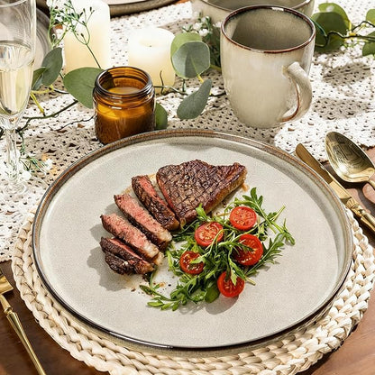 GBHOME Ceramic Dinnerware Sets for 4, 12 Pieces Stoneware Plates and Bowls Sets, Scratch Resistant Dishes, Dishwasher & Microwave Safe, Reactive Glaze