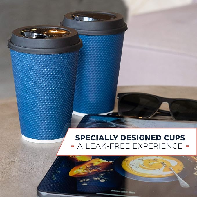Disposable Coffee Cups With Lids - 12 oz Togo Coffee Cup With Lid. To go Travel - Image 5