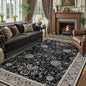 Floral Living Room Rug 5x7 Washable Rugs Boho Vintage Oriental Large Foldable Faux Wool Carpet for Bedroom Nursery Room Dorm Kids Playroom Home Office Blcak Navy Multi