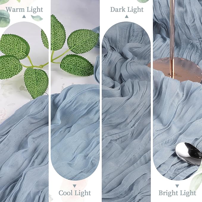 AGIRL 12 Pack Dusty Blue Cheesecloth Table Runner 10FT Boho Home Decor | Rustic - Image 5