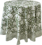 ATOSII Noori Green 100% Cotton Round Tablecloth, Handblock Print Floral Table Cloth for Kitchen Dining Linen I Parties, Weddings, Outdoors I Summer Home Decor 60" Inches Round