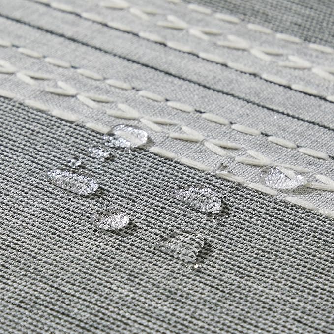 ZeeMart Contrast Linen Table Cloth Rectangle Table Cloths 60x120 Inch Mid-Stripe Grey, Farmhouse Style Heavy Weight Grey Tablecloth, Water Resistant Burlap Tablecloths