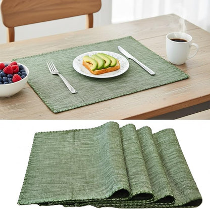 Dining Table Placemats with Decorative Stitched Edge Textured Cotton Kitchen by OveeshaHomeDecor