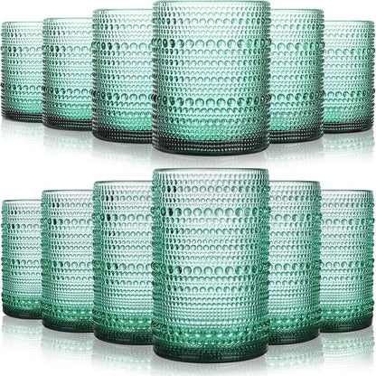 KMIGRUAN Hobnail Drinking Glasses Set of 12, 15Oz & 12Oz Cocktail Glasses | by KMIGRUAN