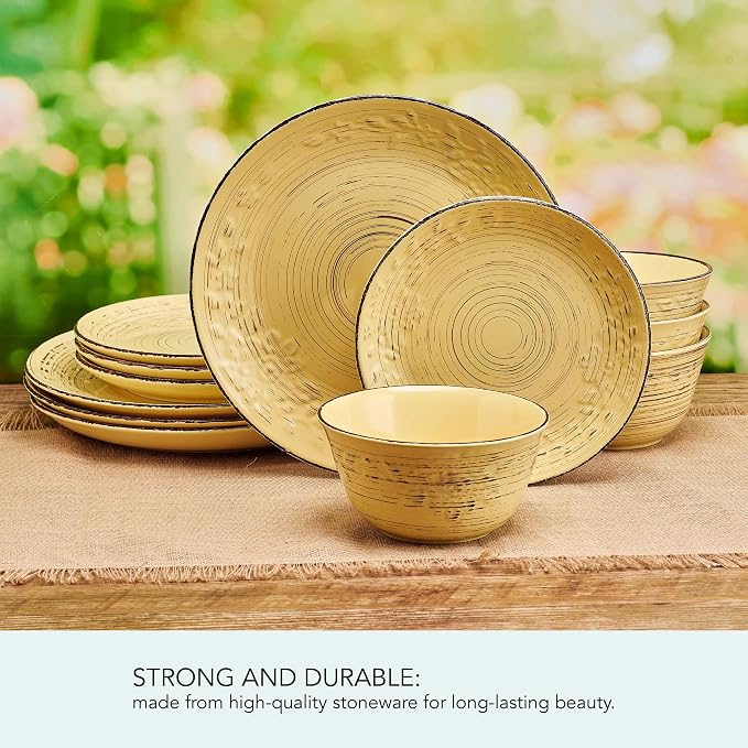 Pfaltzgraff Trellis Sunflower 12 Piece Dinnerware Set, Service - Image 5