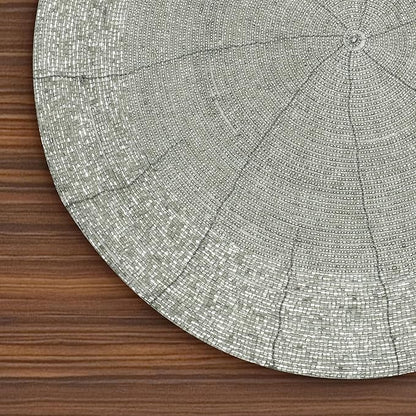 Lightnpro Beaded Placemats Set of 4 - ound Farmhouse Charger Mats - Handcrafted Decorative Glitz Table Placemats for Dinner Parties, Holidays, Weddings & Elegant Dining Décor - 13 Inch Silver
