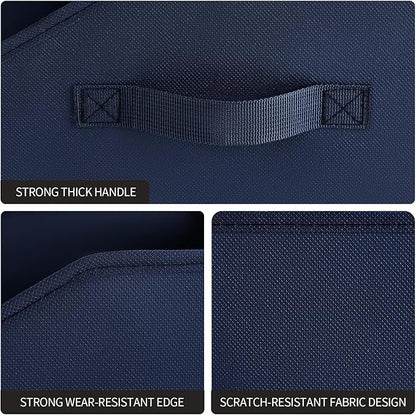 Closet Baskets for Shelves Trapezoid - Decorative Storage Baskets with Handle, Closet Bins for Organization, Shelf Storage Bins for Clothes, Books, Home, Office, 4 Pack, Navy Blue
