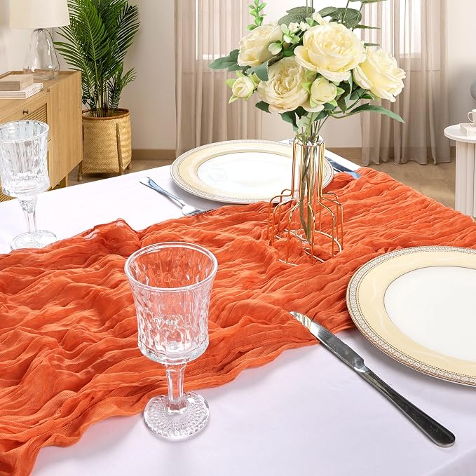 6 Pack 10Ft Orange Cheesecloth Table Runner 23 x 120 Inch | Gauze Rustic Boho - Image 6