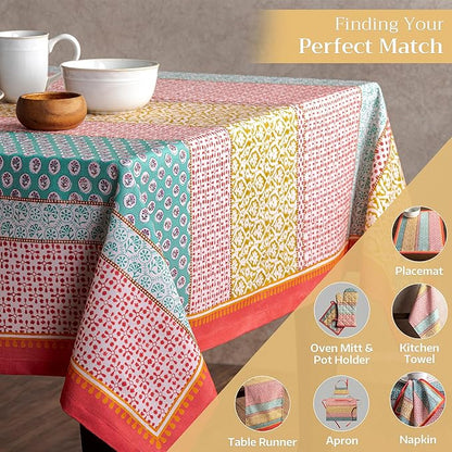 Maison d' Hermine Table Cloth Rectangle Table 100% Cotton 70 x 120 Inches Tablecloth Reusable Decorative for Dining Room Farmhouse Home Valentines Day Decorations Spring Summer - Provence