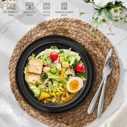 E-far Pasta Bowls Set of 4, 35oz Large Salad Bowl Plate - Image 7