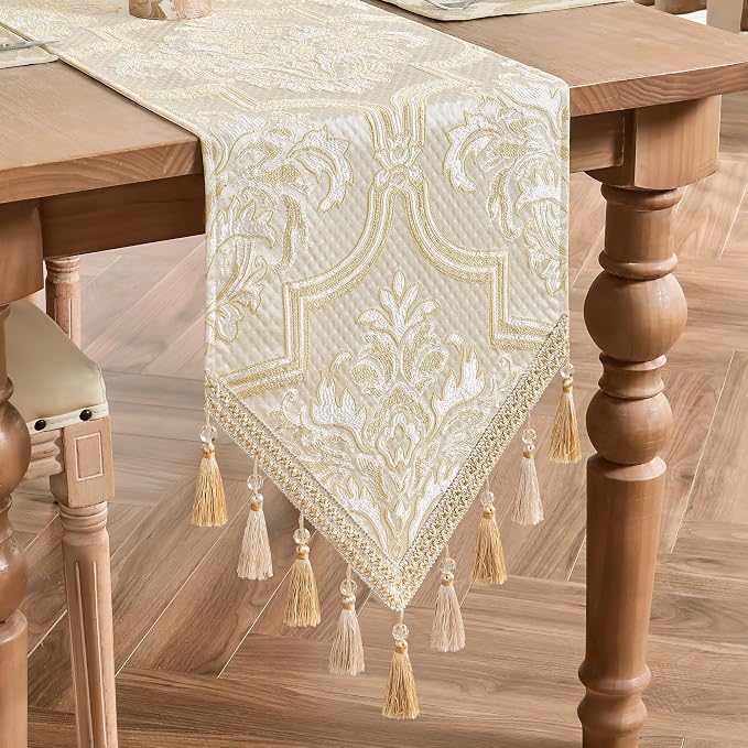 Loom and Mill Elegant Damask Jacquard Table Runner 13x72 inch - Image 3