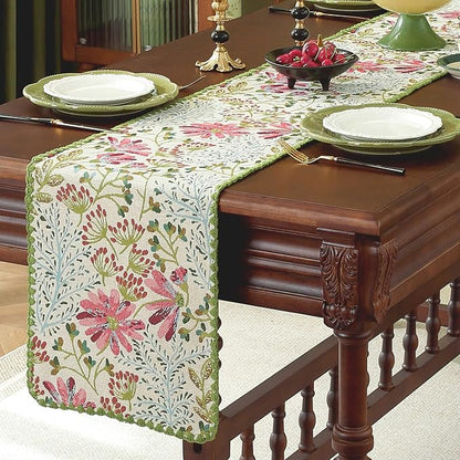 Boho Botanical Floral Lace Table Runner Green 12 x 82 Inch | Jacquard Weave - Image 4