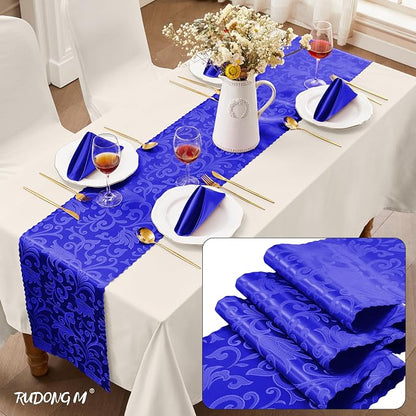 RUDONG M Satin Table Runners, Royal Blue, 12 x 108 Inch, 2 Pack | Long Silky - Image 2
