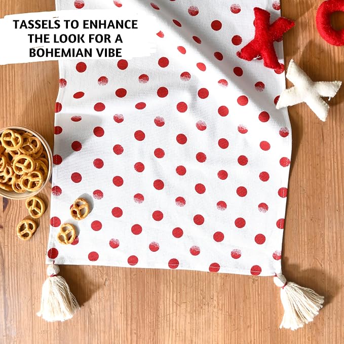 Folkulture Table Runner 72 Inches Long | Polka Red | Table Runner - Image 8