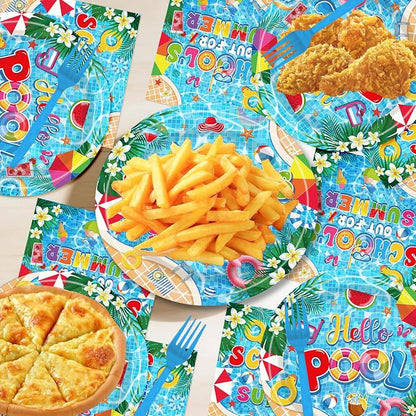 EUOYUFO 96Pcs School's Out for Summer Paper Plates Napkins Forks End of School - Image 5