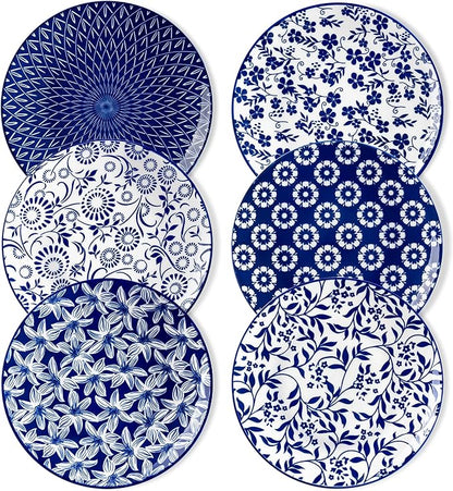 vancasso 8.25" Blue Salad Plates Set of 6, Porcelain Dessert | Microwave by vancasso