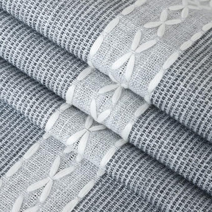 NEWISHER Farmhouse Braided Striped Embroidery Table Runner 90 inches Grey | - Image 6