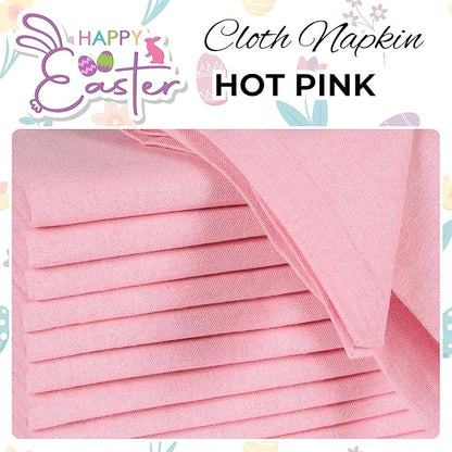 Bedding Craft Cotton Cloth Napkins Set of 12 – 18x18 Baby Pink – Soft Machine Washable Fabric Napkins for Weddings, Thanksgiving, Christmas & Everyday Dining