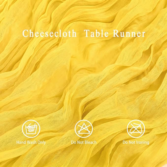 8 Pack Yellow Cheesecloth Table Runner 17x108 inch Rustic Gauze Table Runner - Image 3