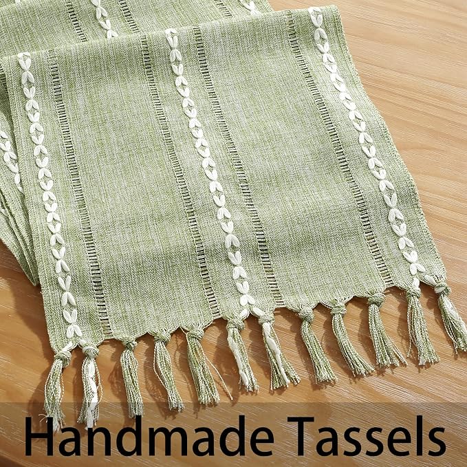 Rustic Boho Table Runner, Linen Table Runner, Farmhouse Table Runners 48 Inches - Image 8