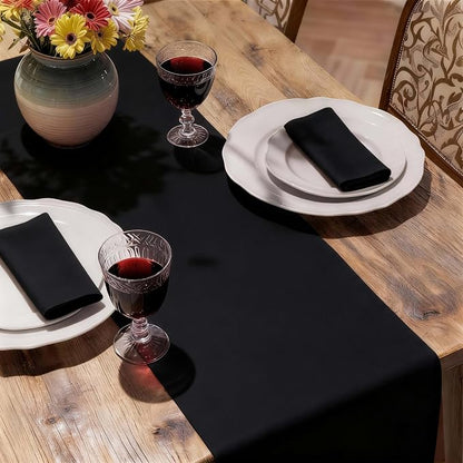 MEANMOY Black Table Runner 48 Inches Long Waterproof Washable Table Runners | - Image 6