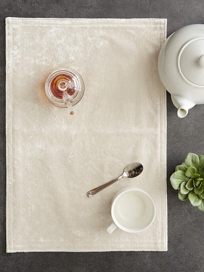 DII Velvet Collection Tabletop, Placemat Set, Cream 4 Piece - Image 5