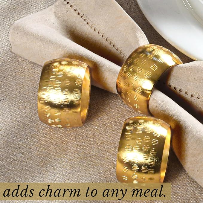 Napkin Rings Set of 12, Metal Napkin Holder Cuffs - Image 6