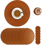 Set of 6 PU Leather Placemats, Waterproof Coffee Coasters, Kitchen Table Mats, Easy to Wipe Off for Dining Round Table