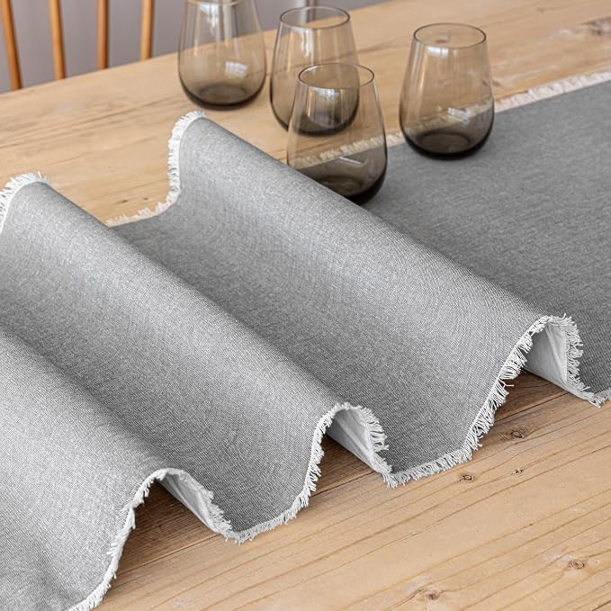 Over&Back 18x90 Woven Frayed Chambray Cotton Table Runner - Image 6