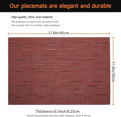 Red Vinyl Placemats Set of 8, Heat Resistant Table Placemats | 18x12 inch place - Image 3