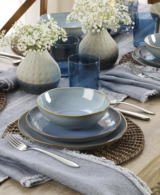 Oneida Organic Shades Blue Stoneware 18-Piece Dinnerware Set - Image 8