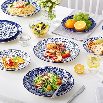 vancasso 10.25" Blue Dinner Plates Set of 6, Porcelain Vintage | Microwave - Image 4