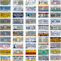 Vintage License Plate Wall Decor Set (Decorative Use Only), 50 US State Metal Signs, 6 x 12 Inch Embossed Retro Plates for Garage Decor, Man Cave Decor
