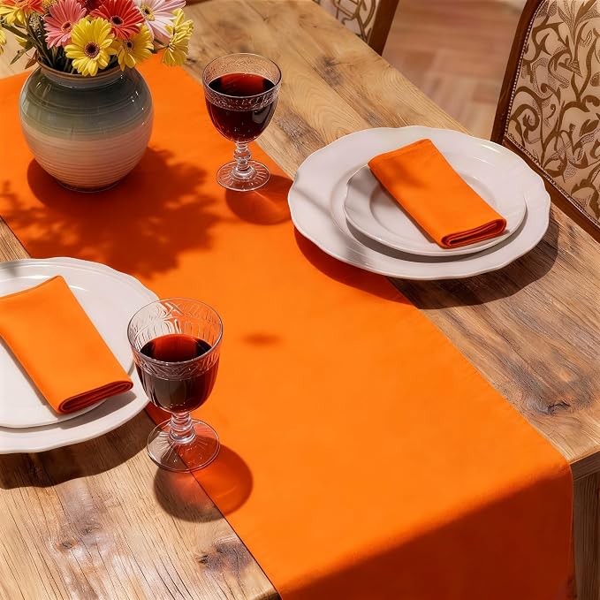 MEANMOY Orange Table Runner 72 Inches Long Waterproof Table Runners | Washable - Image 6