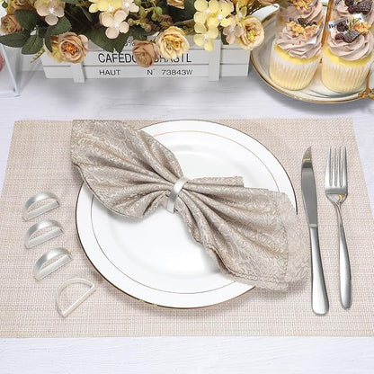 KPOSIYA Napkin Rings Set of 8, Metal Silver Napkin Rings Bulk - Image 2