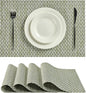 Leetaltree Green Placemats Set of 4 - Heat Resistant Non-Slip Place mats for Dining Table, Washable Durable PVC Vinyl Woven Table Mats（Green Zigzag, 4）