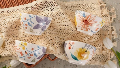 Bico Blossom Symphony Cereal Bowls Set of 4, 29 oz Deep Ceramic Soup Bowls - Image 5