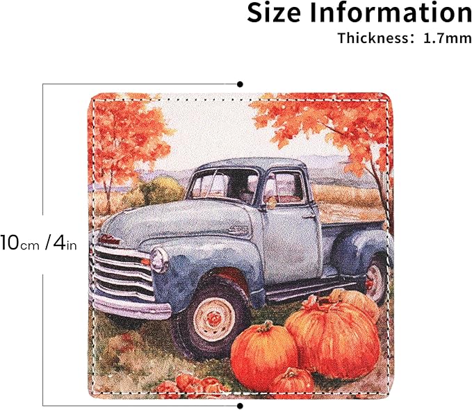 Thanksgiving Day Coasters Square Leather Drinks Coaster Set - Image 4