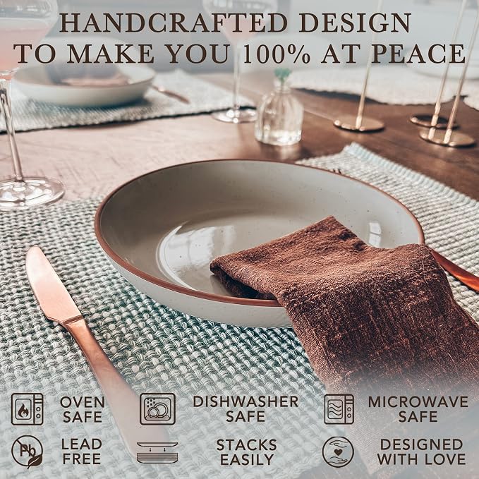 Mora Ceramic Large Pasta Bowls 30oz, etc Plate/Wide Bowl - Image 4