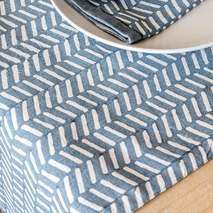 over&back 18x108 Hand-Blocked Printed Cotton Table Runner - Image 6