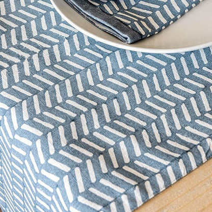over&back 18x108 Hand-Blocked Printed Cotton Table Runner - Image 6