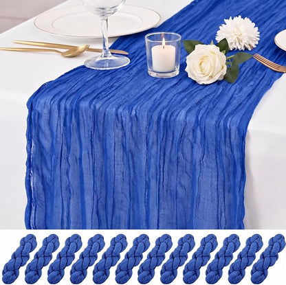 12 Pack Royal Blue Cheesecloth Table Runner 17x108 Inch Boho Rustic Semi Sheer by Unknown