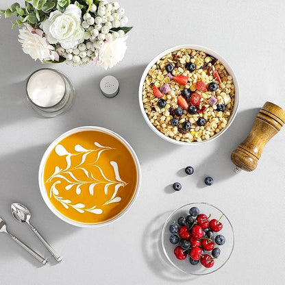 MALACASA Large Soup Bowls Set, 44 OZ (7") Salad Bowl Cereal Bowl Set of 2,Marble Grey Ceramic Bowls for Kitchen, Dishwasher & Microwave Safe, Series REGULAR