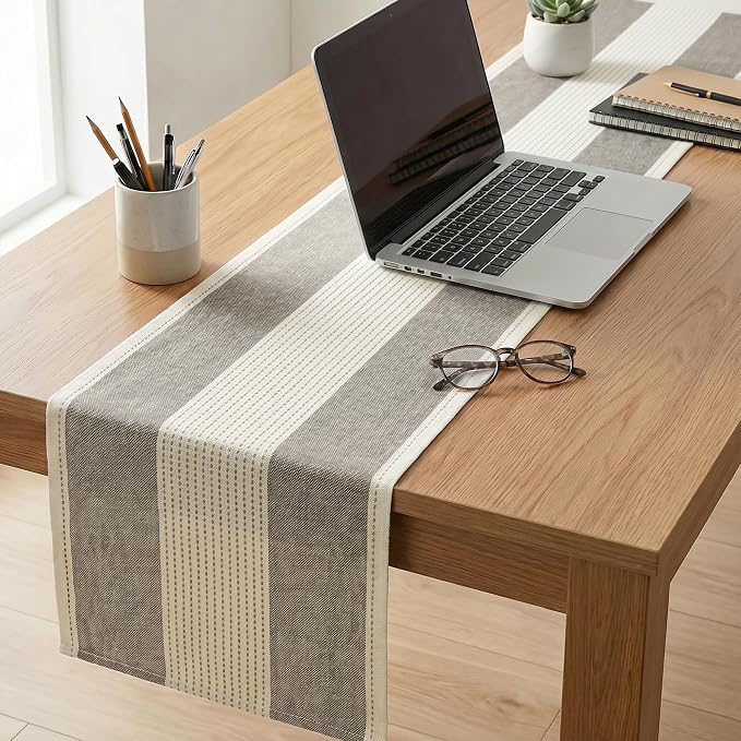 Artoid Mode Brown Farmhouse Rustic Table Runner, Seasonal Fall Macrame Fabric - Image 4