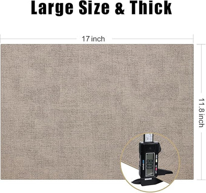 Homaxy Faux Leather Heat Resistant Placemats for Dining Table Set of 12, Waterproof Wipeable Washable PU Table Mats, Easy to Clean Anti-Slip Place Mats, 11.8" x 17", Light Brown