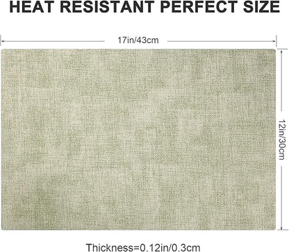 Leather Heat Resistant Placemats Set of 6 Waterproof Wipeable Washable PU Table Mats,Easy to Clean Anti-Slip Place Mats (Light Green, 6)