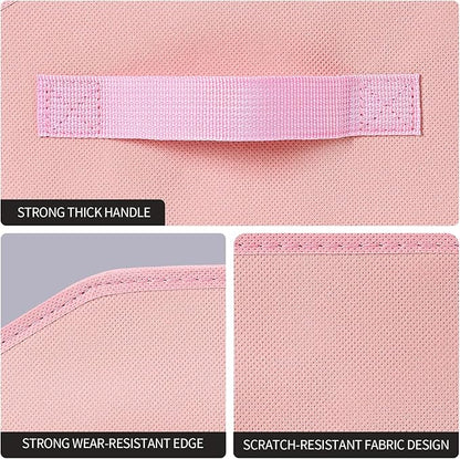 Storage Bins for Shelves - Small Trapezoid Closet Shelf Organizer, Fabric Organization Bins with Handles, Storage Baskets for Clothes, Towel, Purse, 4 Pack, Pink