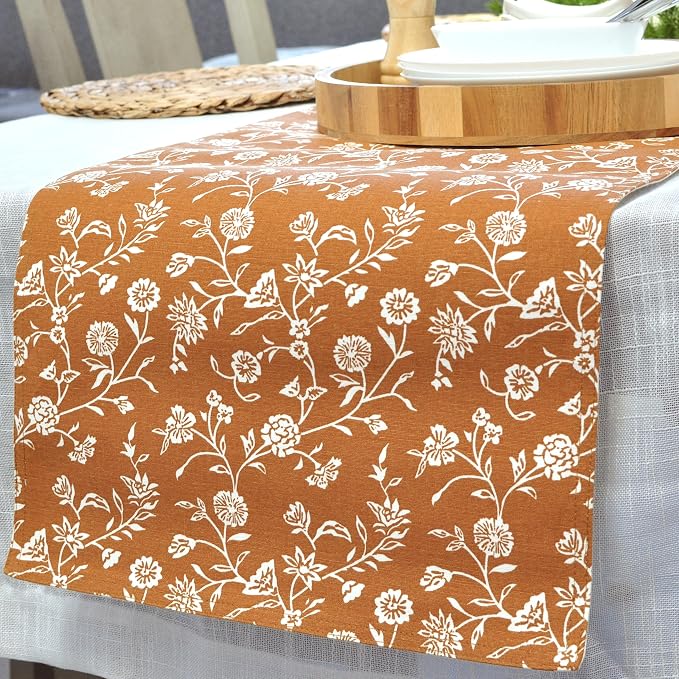 Floral Table Runner 72 Inches Long wih Flowers Botanical Design Rustic Vintage - Image 8